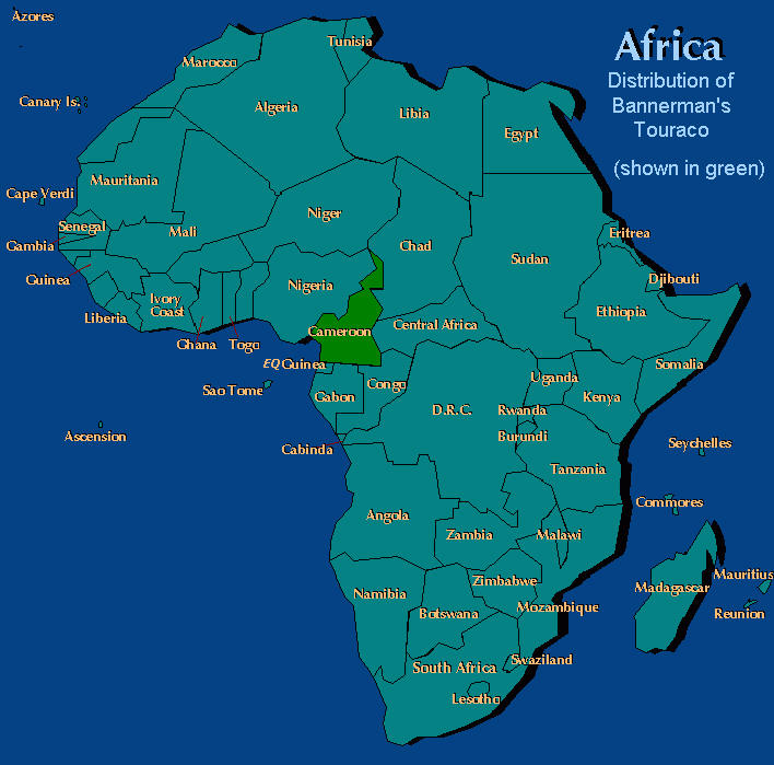 Distribution map of Bannerman's Turaco
